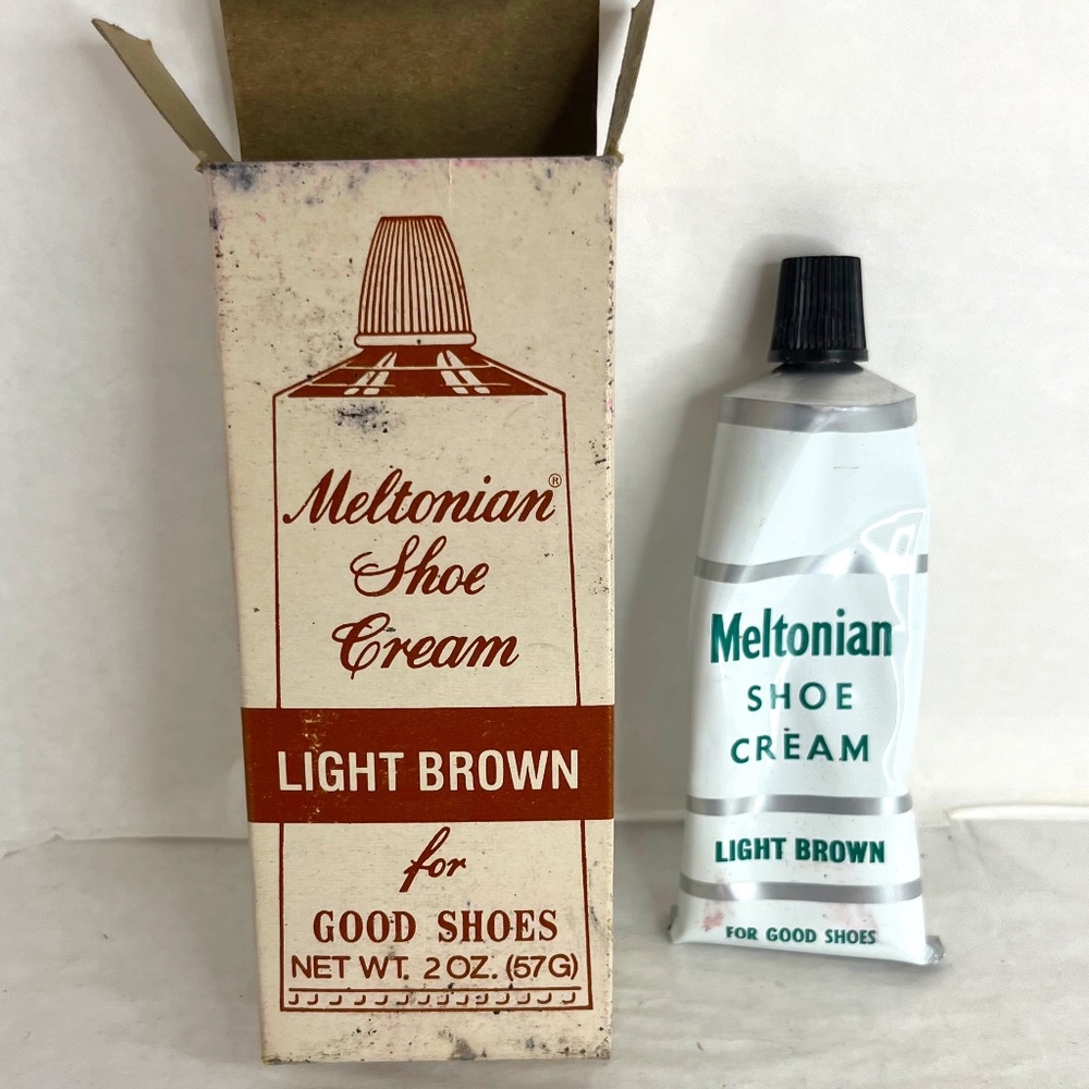 Vintage 1950s Meltonian Shoe Polish Cream Tube Light Brown